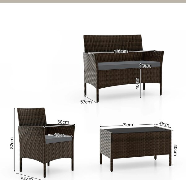 Zestaw mebli ogrodowych - sofa stolik i 2 fotele
