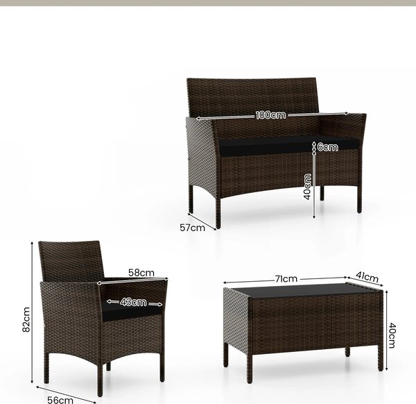 Zestaw mebli ogrodowych - sofa stolik i 2 fotele