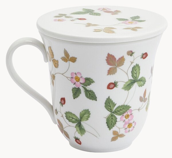 Kubek z porcelany kostnej z pokrywką Wild Strawberry