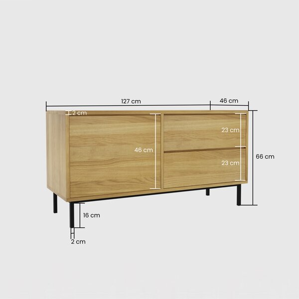 Szafka RTV Fierra Loft I, Szafka RTV drewniana pod Telewizor o szerokości 127 cm
