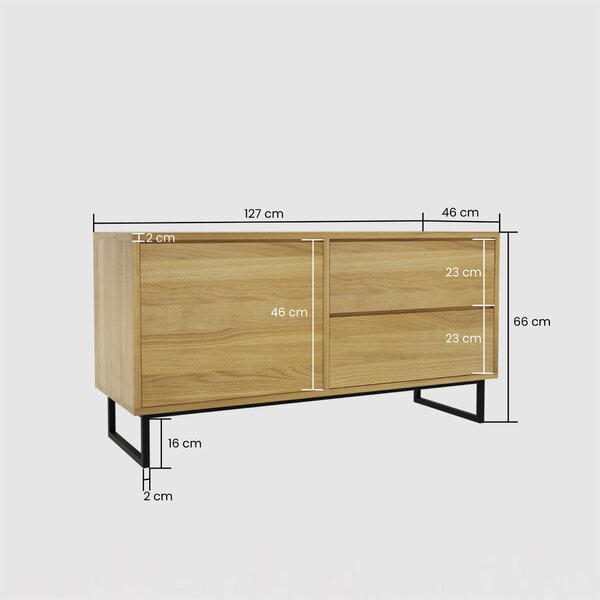 Szafka RTV Fierra Loft I, Szafka RTV drewniana pod Telewizor o szerokości 127 cm