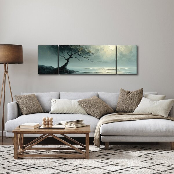 Obraz - Obraz olejny przedstawiający drzewo z oceanem (170x50 cm)