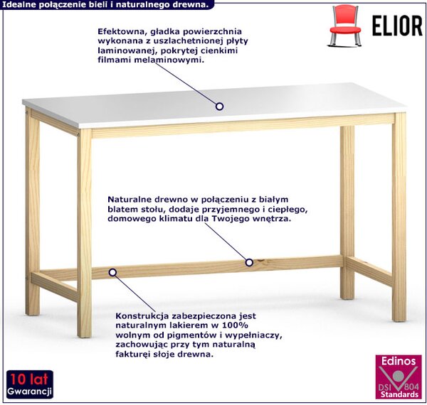 Białe biurko skandynawskie 140x60 cm L0-B73