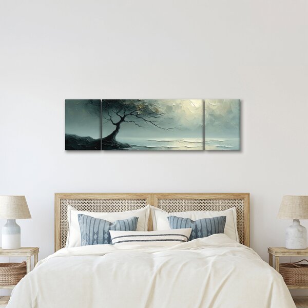 Obraz - Obraz olejny przedstawiający drzewo z oceanem (170x50 cm)