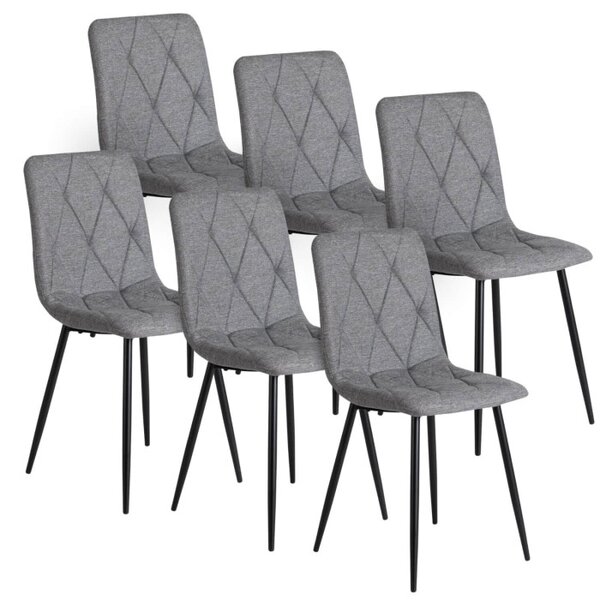 Zestaw 6x Krzesło Tapicerowane do Salonu ROBIN 2 Szare Nowoczesne Loft