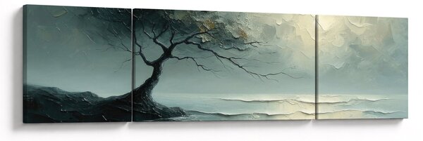 Obraz - Obraz olejny przedstawiający drzewo z oceanem (170x50 cm)