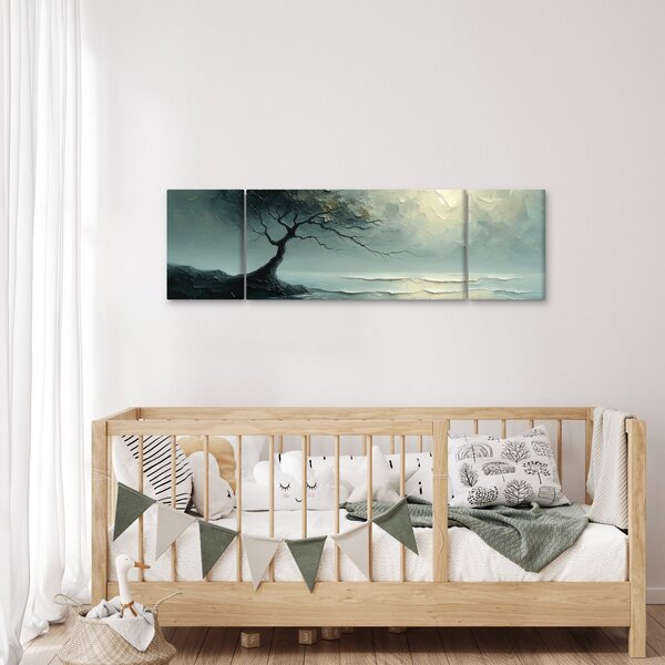 Obraz - Obraz olejny przedstawiający drzewo z oceanem (170x50 cm)