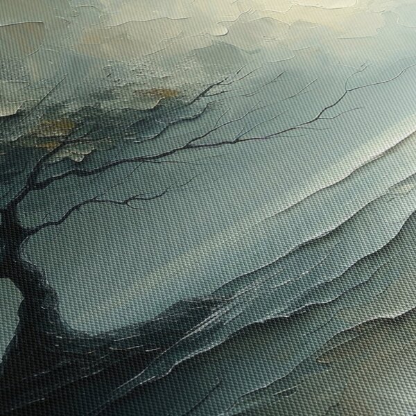 Obraz - Obraz olejny przedstawiający drzewo z oceanem (125x70 cm)
