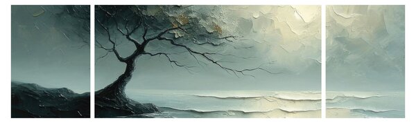 Obraz - Obraz olejny przedstawiający drzewo z oceanem (170x50 cm)