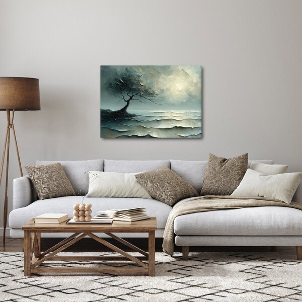 Obraz - Obraz olejny przedstawiający drzewo z oceanem (70x50 cm)