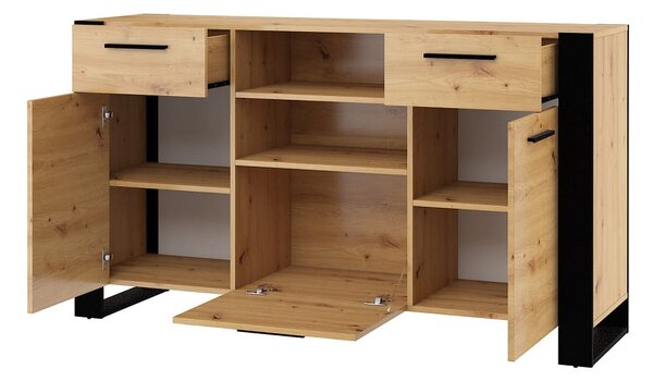 Komoda z półkami i szufladami w stylu loft 155cm | Umeblowana.com