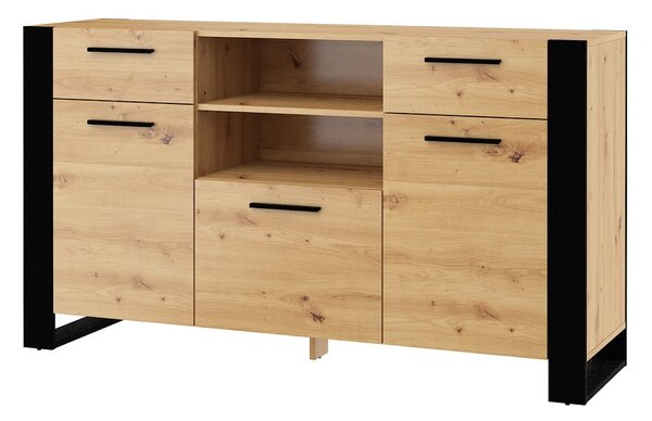 Komoda z półkami i szufladami w stylu loft 155cm | Umeblowana.com