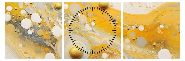 Obraz - Abstrakcyjne tło ze złotą dekoracją (z zegarem) (90x30 cm)