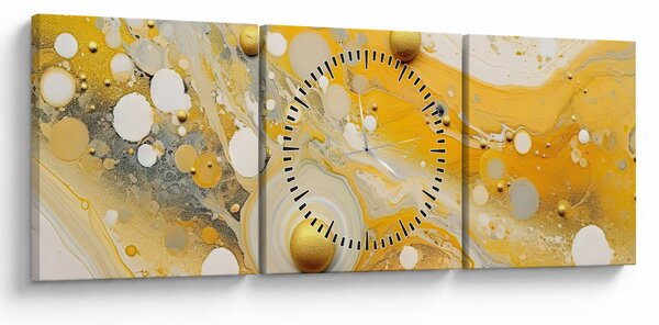 Obraz - Abstrakcyjne tło ze złotą dekoracją (z zegarem) (90x30 cm)
