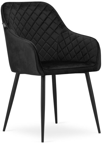Komplet czarnych tapicerowanych metalowych krzeseł 2 szt. - Koruco
