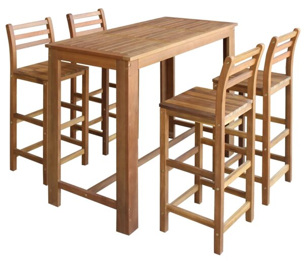 Stolik i krzesła barowe, 5 elementów, lite drewno akacjowe