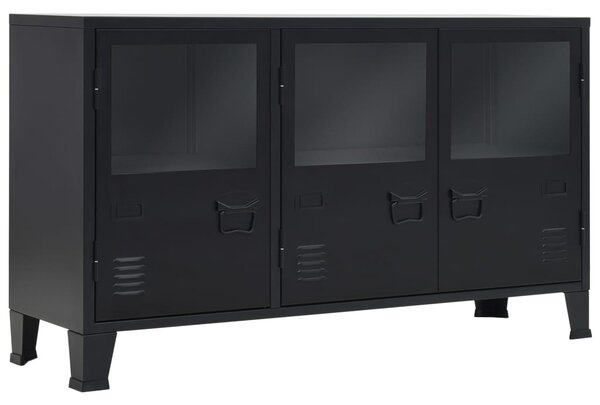Metalowa szafka w industrialnym stylu, 120 x 35 x 70 cm, czarna