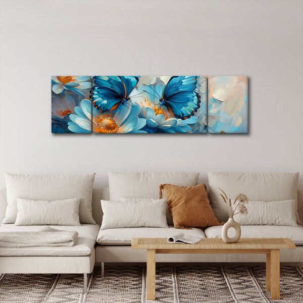 Obraz - Niebieskie motyle (170x50 cm)