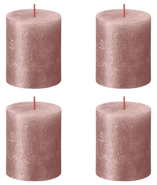 Bolsius Świece pieńkowe Shimmer, 4 szt., 80x68 mm, różowe