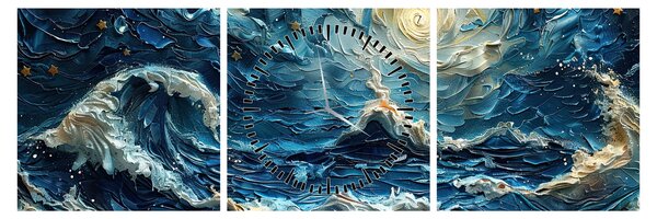 Obraz - Malowanie nieba i morza (z zegarem) (90x30 cm)