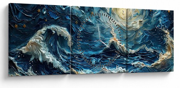 Obraz - Malowanie nieba i morza (z zegarem) (90x30 cm)