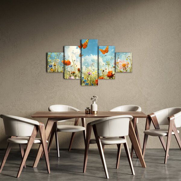 Obraz - Motyle na letniej łące (125x70 cm)