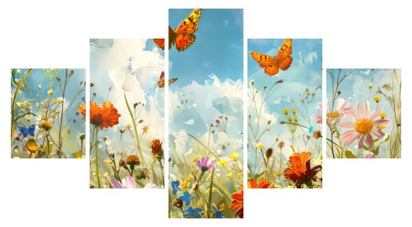 Obraz - Motyle na letniej łące (125x70 cm)
