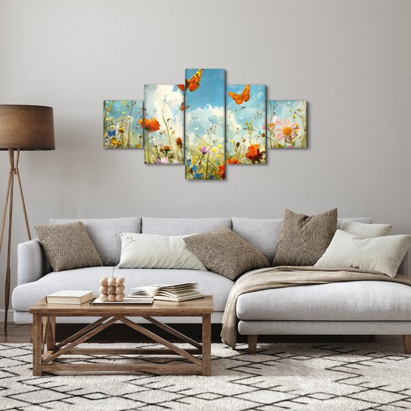 Obraz - Motyle na letniej łące (125x70 cm)