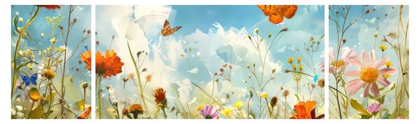 Obraz - Motyle na letniej łące (170x50 cm)