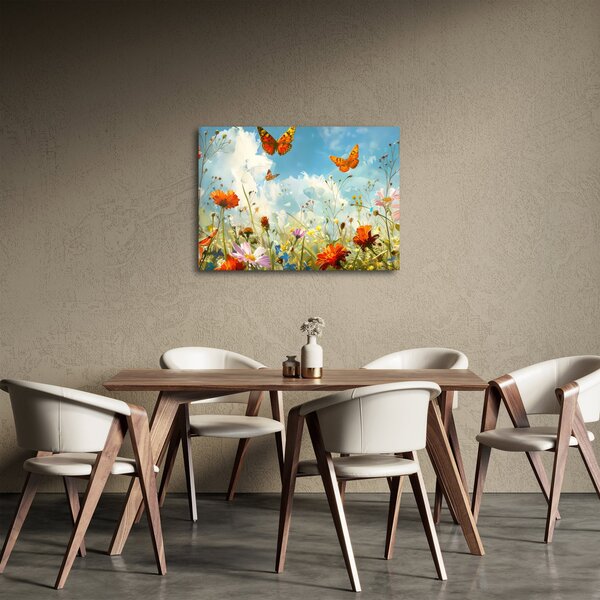Obraz - Motyle na letniej łące (70x50 cm)