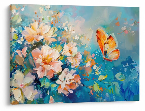 Obraz - Motyl i kwiaty, obraz olejny II. (70x50 cm)