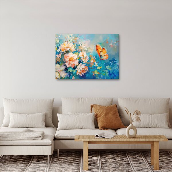 Obraz - Motyl i kwiaty, obraz olejny II. (70x50 cm)