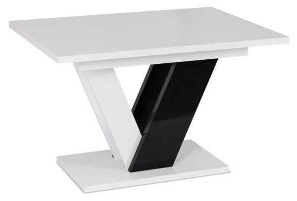 Stół Prostokątny Rozkładany CLARK 120-160 cm Czarny/Biały Połysk Glamour