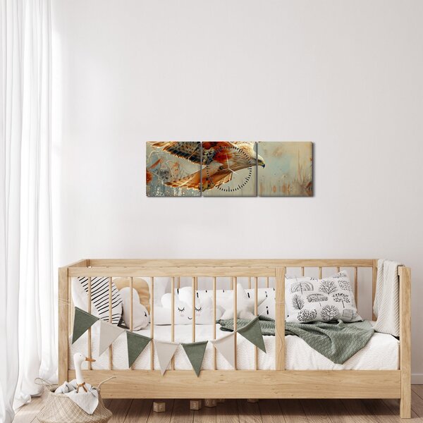 Obraz - Ptak drapieżny (z zegarem) (90x30 cm)