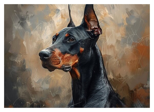 Obraz - Portret Dobrmana (70x50 cm)