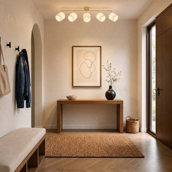 Lampa Sufitowa Lindby, Shiloh, ściemnialny, drewniany, salon, tkanina | tekstylia, nowoczesny