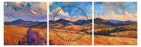 Obraz - Obraz olejny przedstawiający krajobraz (z zegarem) (90x30 cm)