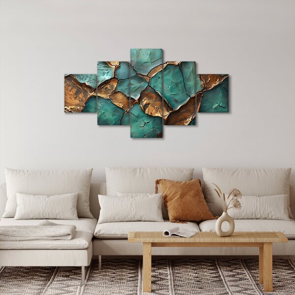 Obraz - Zielono-złoty obraz (125x70 cm)