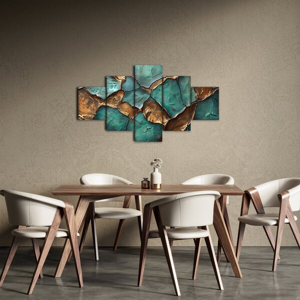 Obraz - Zielono-złoty obraz (125x70 cm)