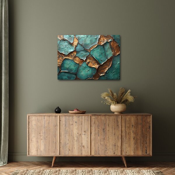 Obraz - Zielono-złoty obraz (70x50 cm)
