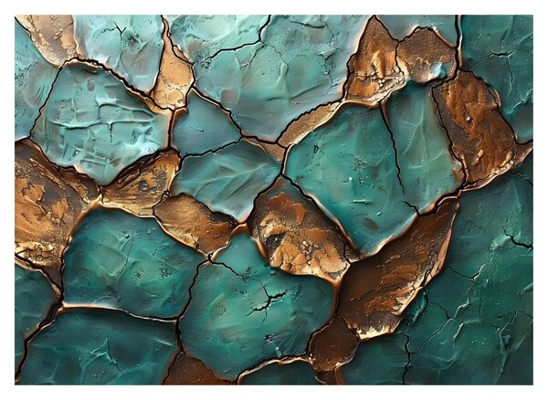Obraz na szkle - Zielono-złoty obraz (70x50 cm)