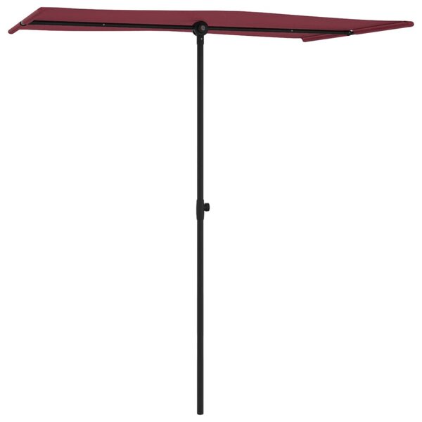 Parasol ogrodowy na aluminiowym słupku, 180x110 cm, bordowy