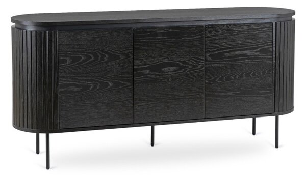 Komoda do Salonu BECK 160 cm Czarna Trzydrzwiowa Ryflowana Nowoczesna