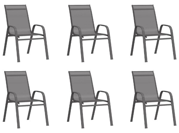 Sztaplowane krzesła ogrodowe, 6 szt., szare, tworzywo textilene
