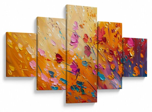 Obraz - Malowanie kolorowych kwiatów (125x70 cm)
