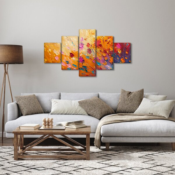 Obraz - Malowanie kolorowych kwiatów (125x70 cm)