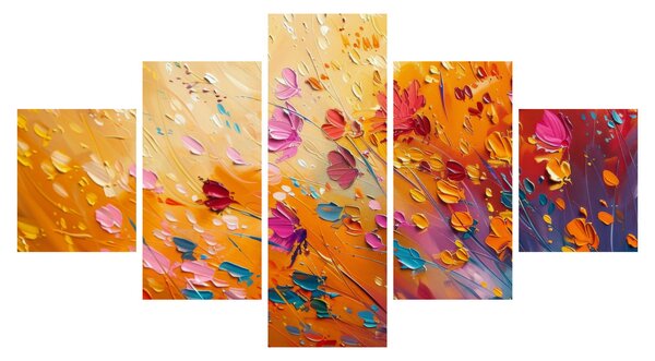 Obraz - Malowanie kolorowych kwiatów (125x70 cm)