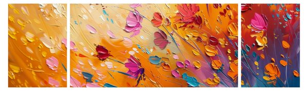 Obraz - Malowanie kolorowych kwiatów (170x50 cm)