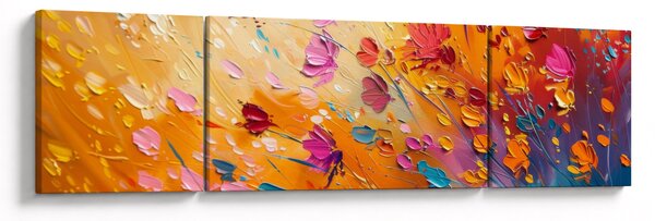Obraz - Malowanie kolorowych kwiatów (170x50 cm)
