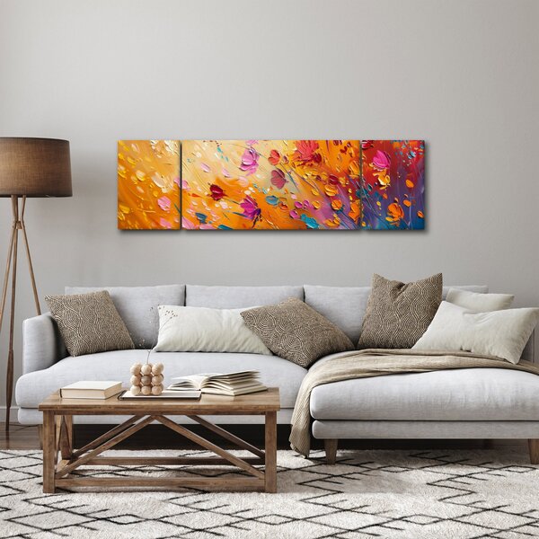Obraz - Malowanie kolorowych kwiatów (170x50 cm)